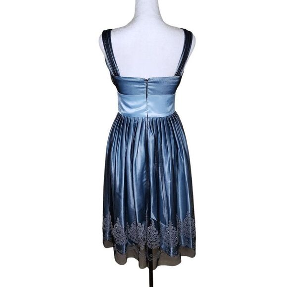 Vintage Y2K Davids Bridal Fit Flare Dress Womens Size 6 Peacock Blue Tulle - Picture 4 of 8